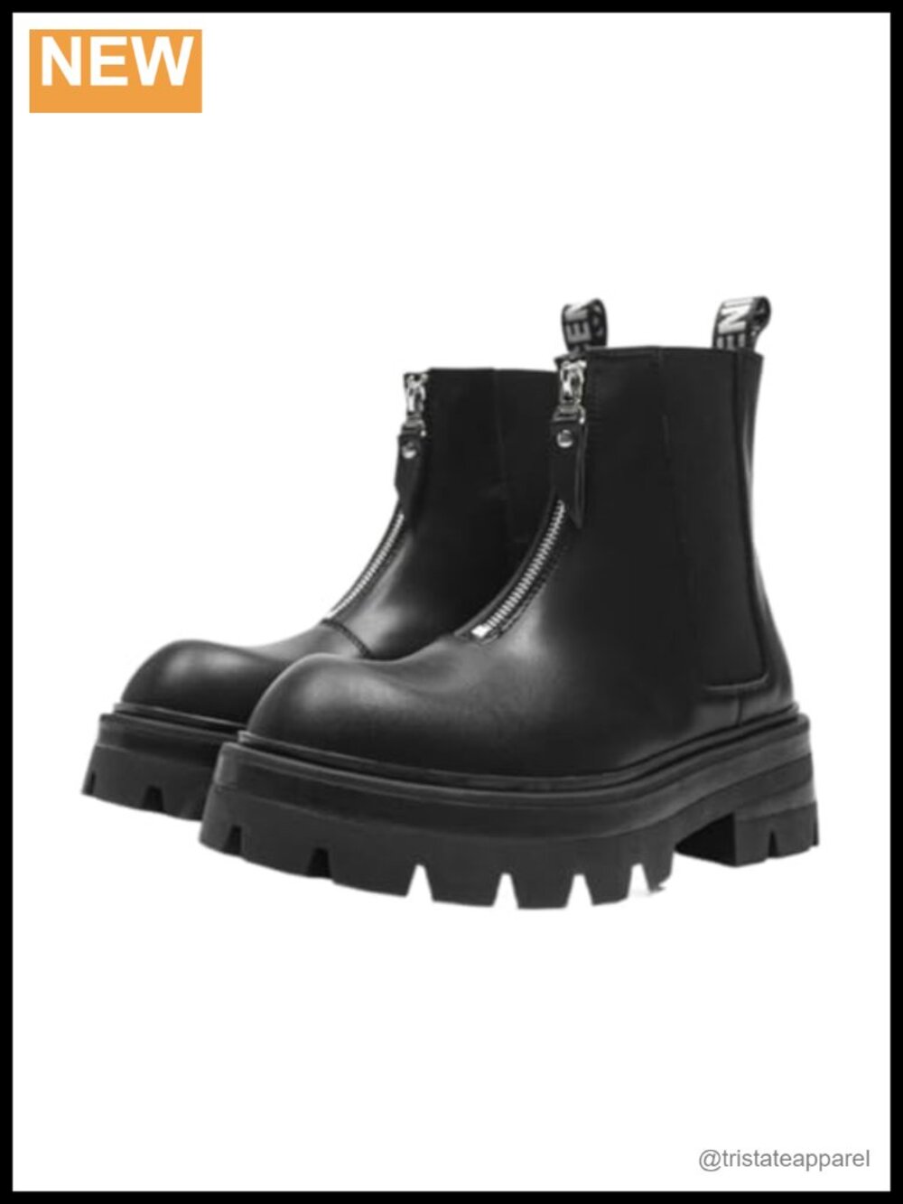 Men's Patchwork Leather Chelsea Ankle Boots Front Zipper Round Toe Non-Slip